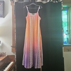 Ombre Orange and Purple Maxi Dress